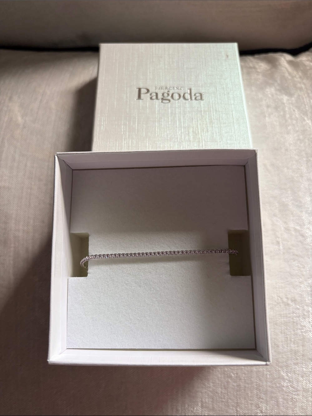 Pagoda  Silver tone Delicate soft pink cubic zaconia Chain Bracelet